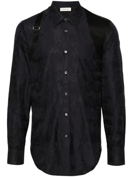 Alexander McQueen рубашка с декоративной пряжкой, черный