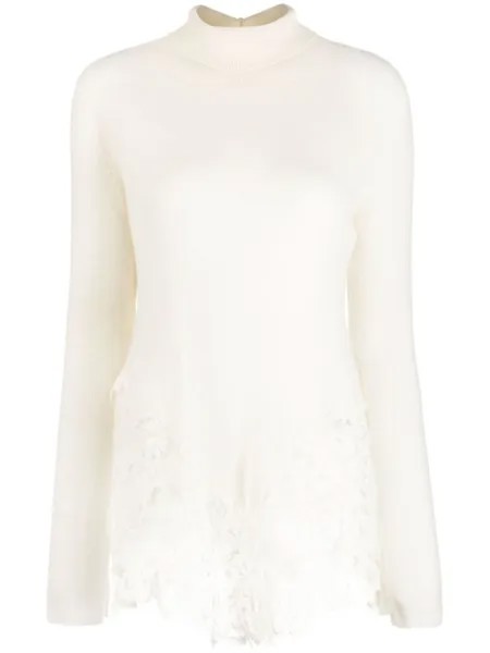 Кашемировый джемпер с кружевом Ermanno Scervino, белый