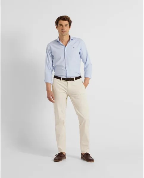 Узкие мужские брюки чинос цвета экрю Silbon