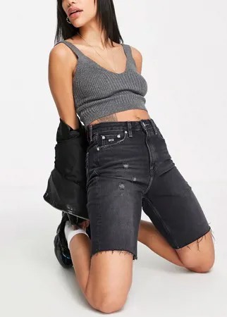 Черные джинсовые шорты до колена с необработанным краем Tommy Jeans-Черный