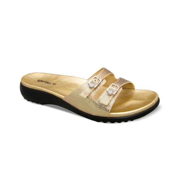 CEYO 9801-5 тапочки женские Золотые Бронзовые летние модные Искусственные кожаные бондажные анатомические ботинки