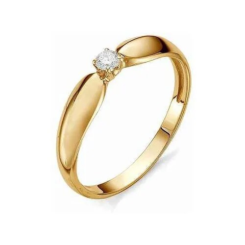 Кольцо помолвочное АЛЬКОР, красное золото, 585 проба, бриллиант, размер 16