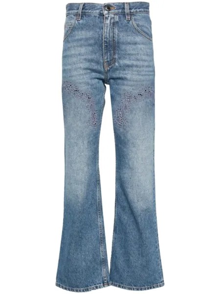 Chloé джинсы bootcut с декором из гипюра, синий