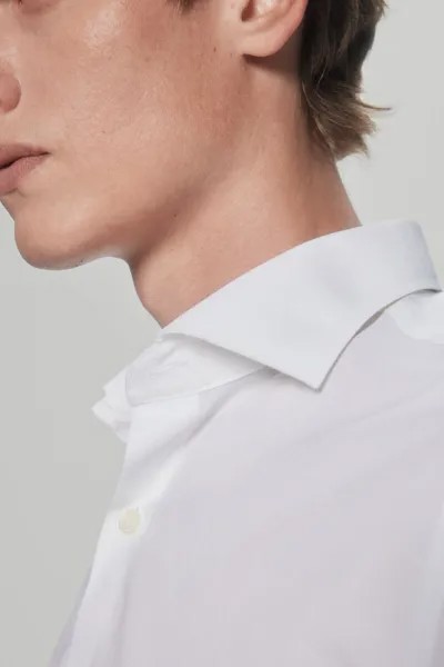 Классическая рубашка из однотонного поплина, не гладкая + устойчивая к пятнам Pedro del Hierro, белый