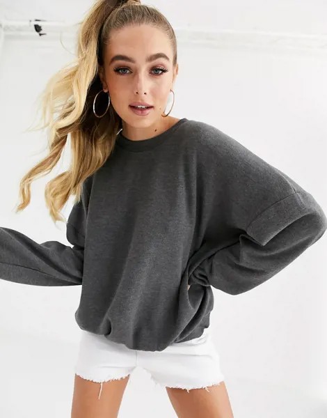 Темно-серый мягкий свитшот oversized ASOS DESIGN-Черный цвет