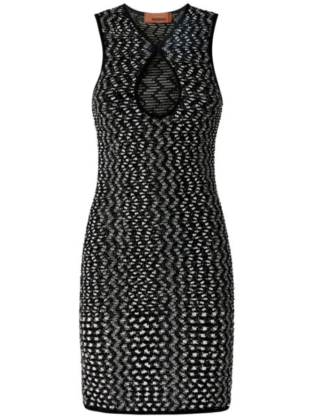 Missoni мини-платье с зигзагообразным узором, украшенное пайетками, черный