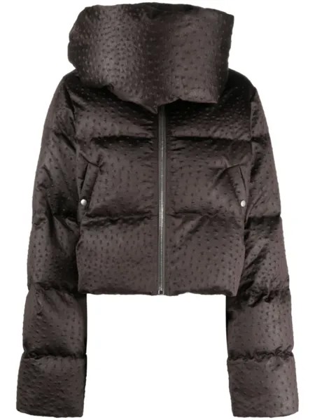 Rick Owens пуховик с воротником-воронкой, коричневый