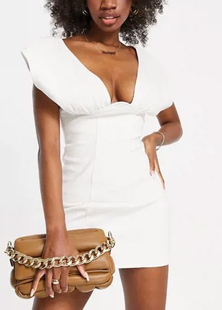 Джинсовое платье мини цвета экрю с глубоким вырезом ASOS DESIGN Hourglass-Белый