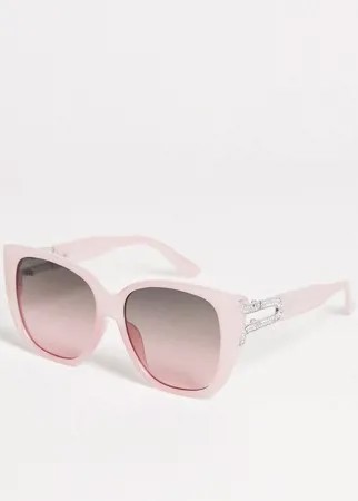 Квадратные солнцезащитные очки нежно-розового и серебристого цветов с отделкой ALDO Aseriniel-Розовый цвет