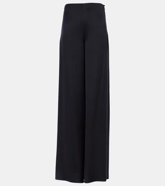 Широкие брюки из дрезденского шелкового атласа Loro Piana, цвет blue navy