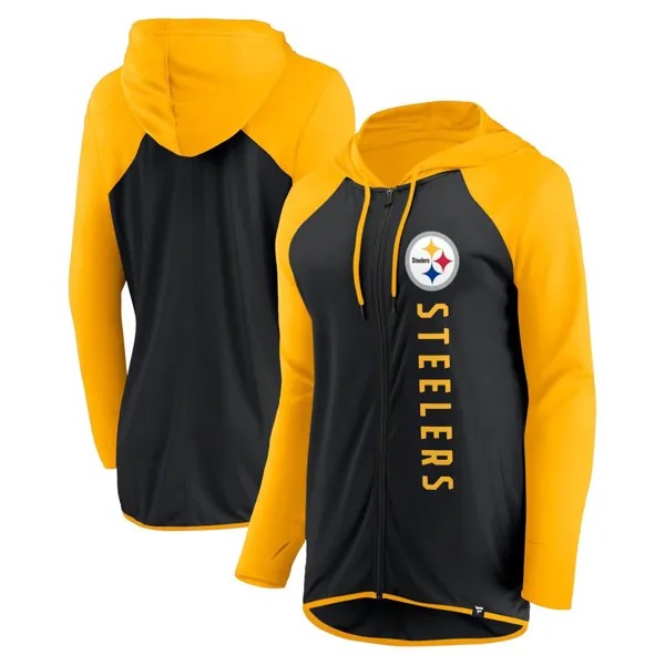 Женская толстовка с молнией во всю длину с логотипом Fanatics черного/золотого цвета Pittsburgh Steelers Forever Fan Fanatics