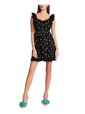 BETSEY JOHNSON Женское короткое платье без рукавов с черной отделкой на шнуровке и расклешенное платье 14