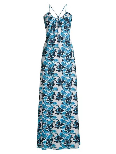 Платье макси с цветочным принтом Dirin Chiara Boni La Petite Robe, цвет magnolia blue white