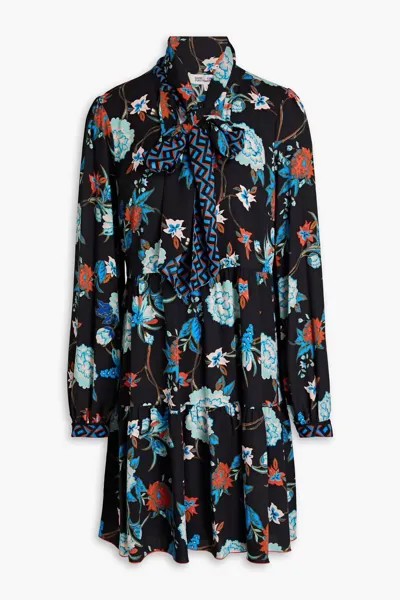 Платье мини из крепона Romi с бантом и принтом Diane Von Furstenberg, черный