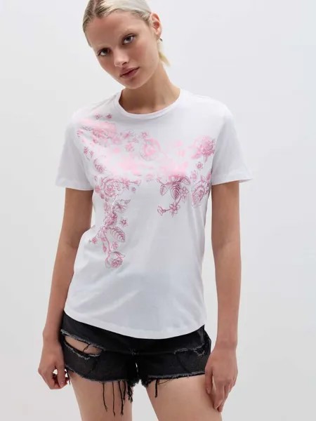 Футболка con Stampa Fiori из фольги Ovs, цвет optical white