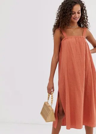 Сарафан-трапеция миди ASOS DESIGN-Коричневый