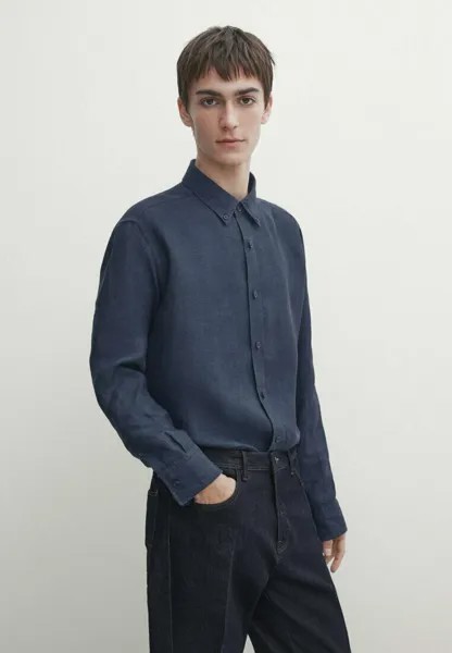 Рубашка Massimo Dutti, цвет mottled dark blue