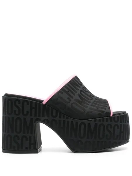 Moschino мюли с жаккардовым логотипом, черный
