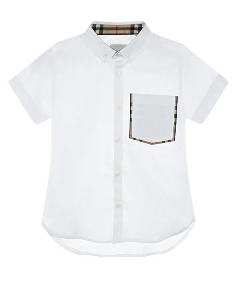 Белая рубашка с отделкой в клетку Burberry детская
