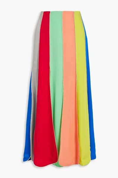 Юбка макси из шелкового крепа в полоску с металлизированной отделкой Carwash ROSIE ASSOULIN, разноцветный