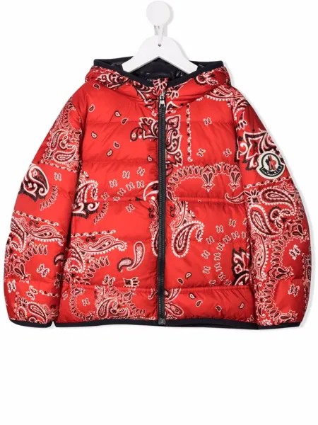 Moncler Enfant пуховик Songu с принтом пейсли