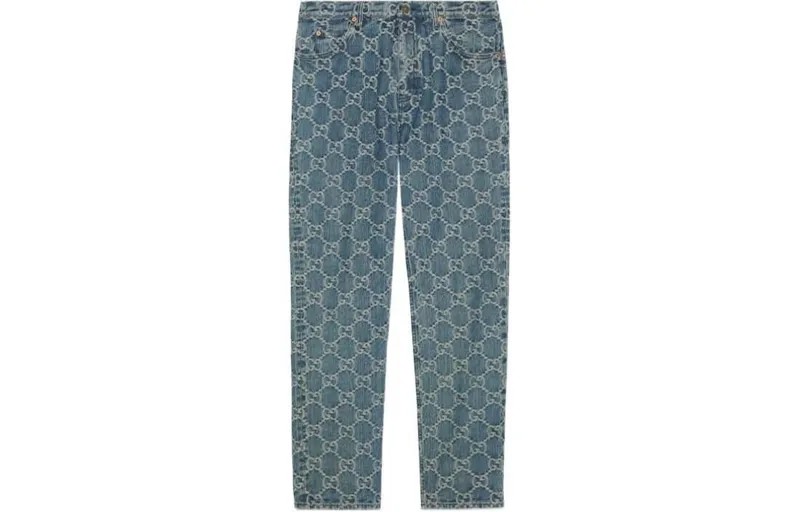 Мужские джинсы GUCCI, цвет Blue with White Lettering