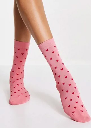 Розовые носки из переработанного полиамида с сердечками & Other Stories-Розовый цвет