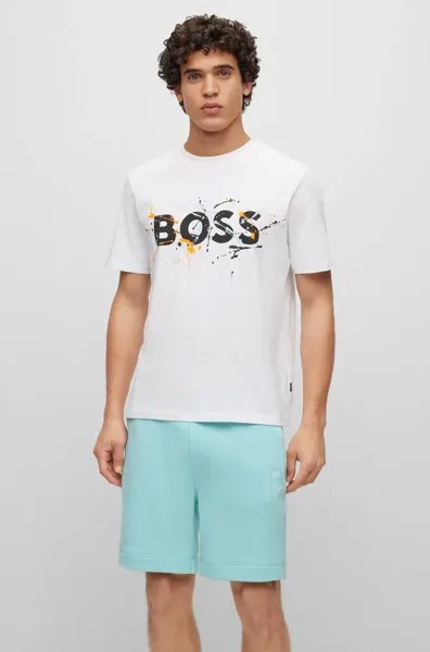 Футболка BOSS ORANGE с контрастной полосой-лейблом на внутренней стороне шеи, белый