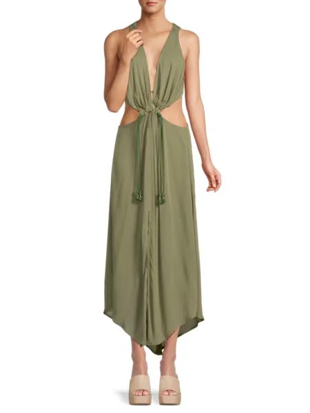 Платье макси с глубоким вырезом Vix, цвет Olive