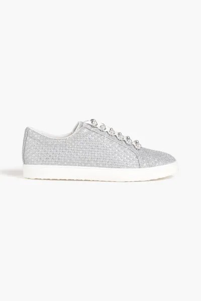 Кроссовки из ламе с искусственным жемчугом Stuart Weitzman, серебро