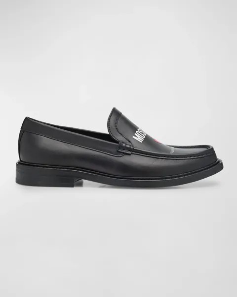 Мужские лоферы In Love We Trust из телячьей кожи Moschino, цвет Black