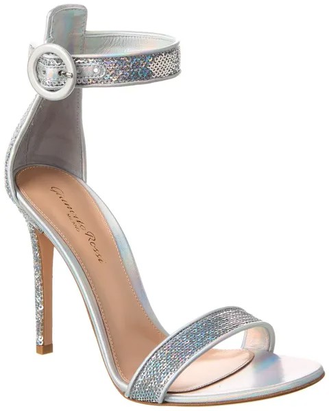 Сандалии Gianvito Rossi 105 из кожи и пайеток, серебро