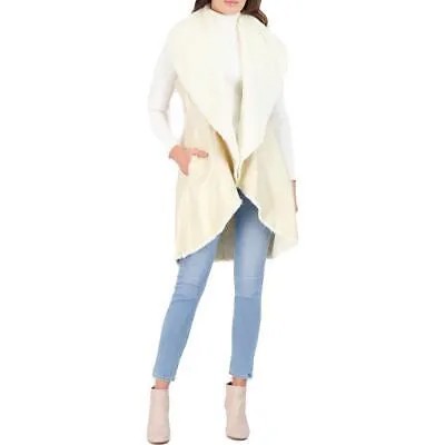 Eliza J Womens Gold Faux Shearling Long Warm Vest Верхняя одежда XS BHFO 5545