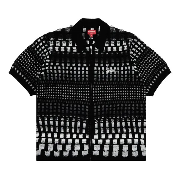 Поло Supreme Gradient Grid Zip Up 'Black', черный