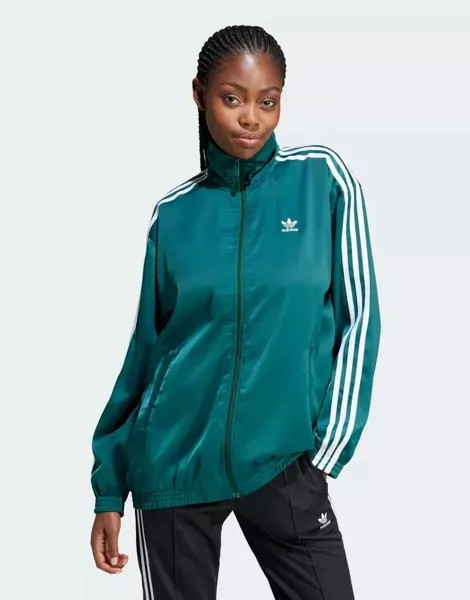 Зеленый атласный спортивный топ adidas свободного кроя adidas Originals