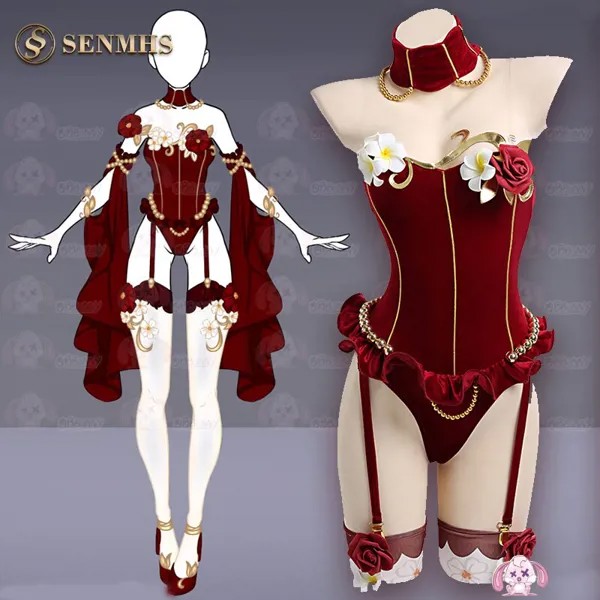 SENMHS японское аниме косплей Сексуальное белье мультфильм искушение Сладкая Лолита дворцовый костюм боди для женщин красный