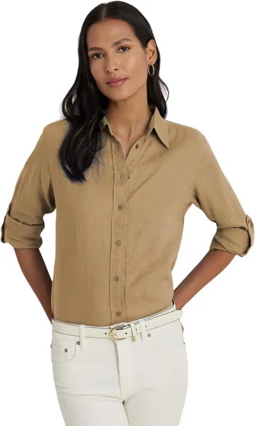 Рубашка LAUREN Ralph Lauren Linen Shirt, цвет Birch Tan