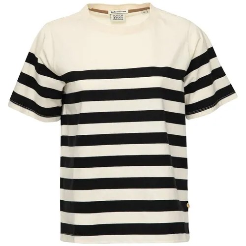 Футболка  SCOTCH & SODA, прямой силуэт, круглый вырез,  размер S, белый
