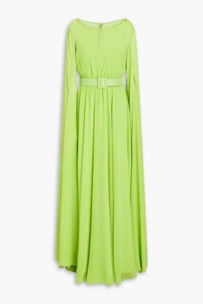 Платье из жоржета со сборками и поясом BADGLEY MISCHKA, зеленый