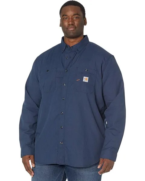 Рубашка Carhartt Big & Tall Flame-Resistant Force Original Fit Lightweight Long Sleeve Button Front, темно-синий