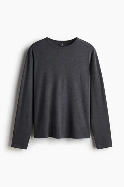 Лонгслив из джерси H&M A/W 2024 Regular Fit, темно-серый