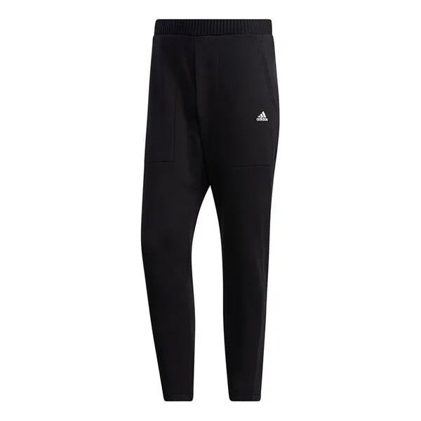 Спортивные штаны Adidas Solid Color Casual Running Sports Fleece Lined Long Pants Black, Черный