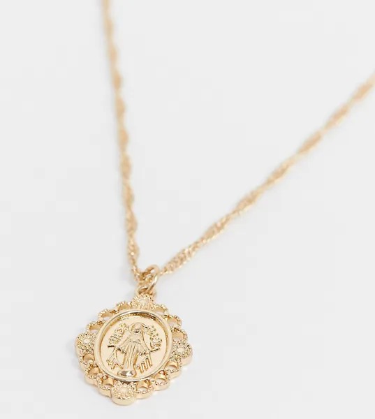 Золотистое ожерелье с подвеской «Святой Христофор» Reclaimed Vintage Inspired-Золотой
