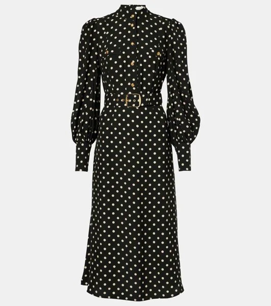 Платье миди в горошек Zimmermann, цвет black/cream dot