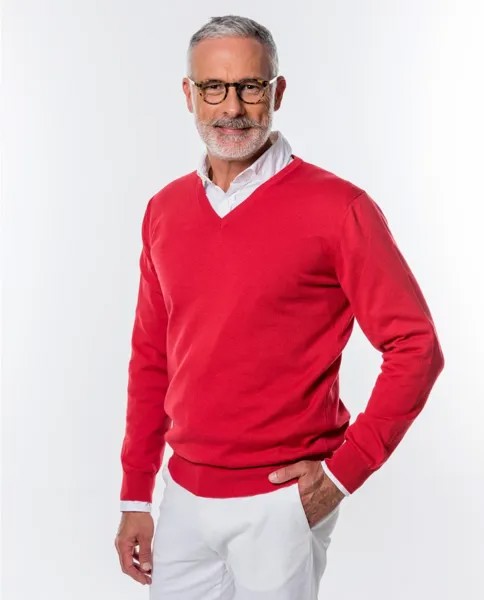 Мужской красный свитер с v-образным вырезом Wickett Jones, красный