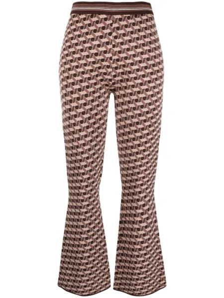 Diane Von Furstenberg расклешенные жаккардовые брюки с геометричным узором, коричневый