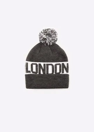 Серая шапка London с помпоном для мальчика Gloria Jeans
