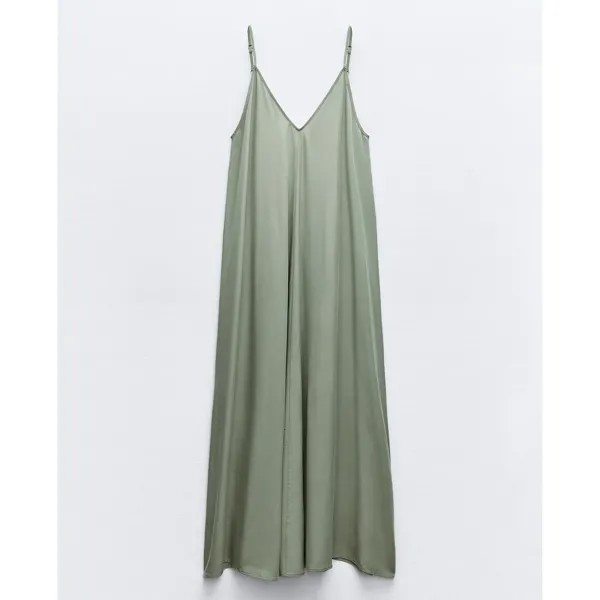 Платье Zara Flowing Voluminou, зеленый