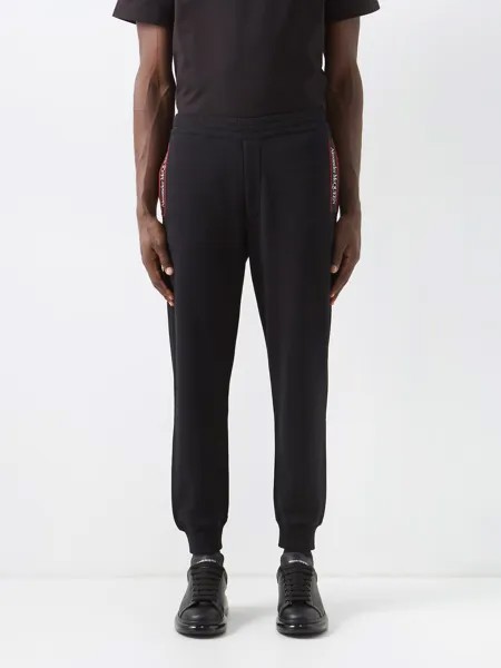 Спортивные брюки из хлопкового джерси с логотипом Alexander McQueen, черный
