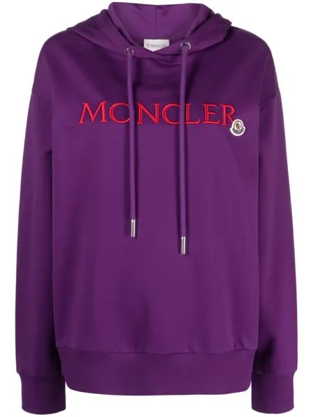 Moncler худи с вышитым логотипом, фиолетовый